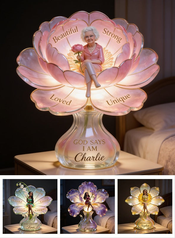 Personalized Older Woman Acrylic LED Night Light, Self Love Grandma Gift