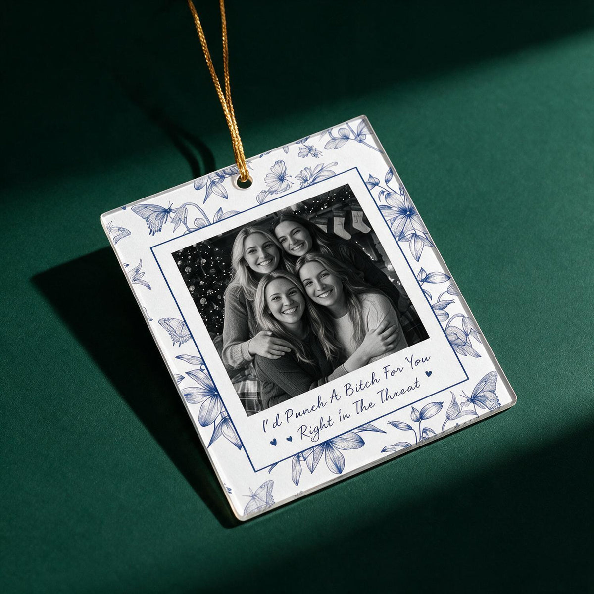 Custom Photo Christmas Best Friends Acrylic Ornament, Funny Friendship Gift