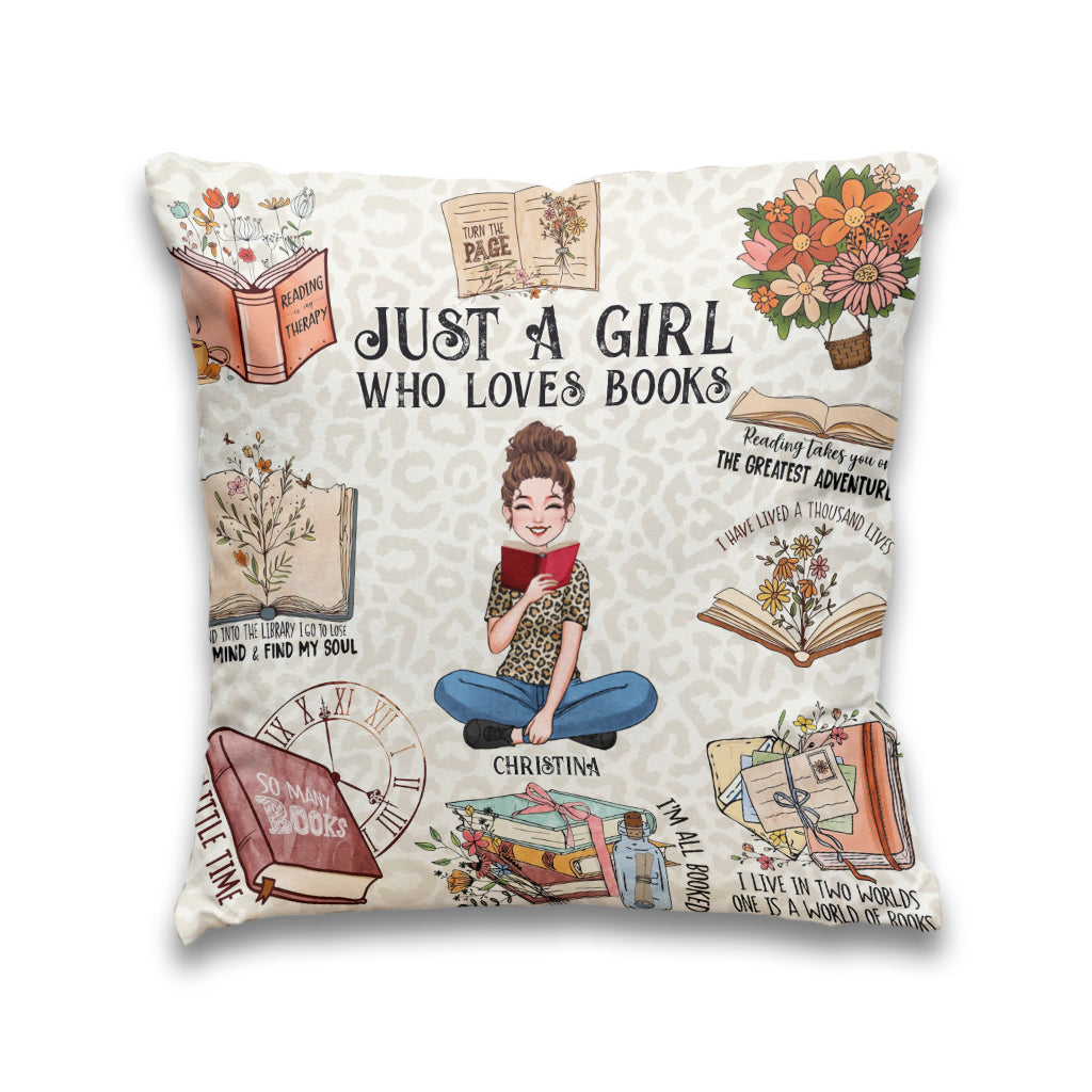 Just A Girl Who Loves Books - Personalized Book Throw Pillow