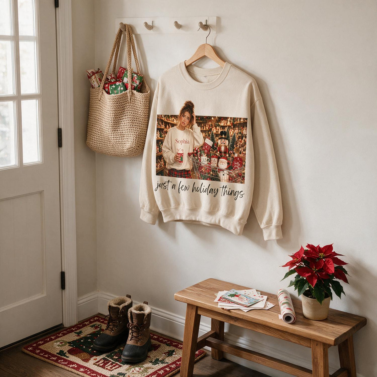 Personalized Christmas Custom Photo Sweatshirt, Just A Few Holiday Things Funny Holiday Gift