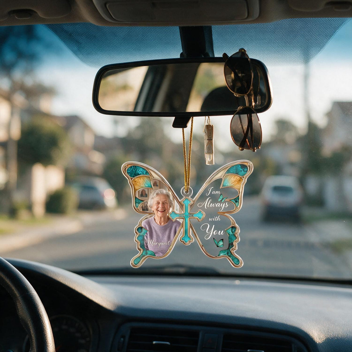Personalized Christmas Butterfly Memorial Photo Ornament - I Am Always With You Sympathy Gift
