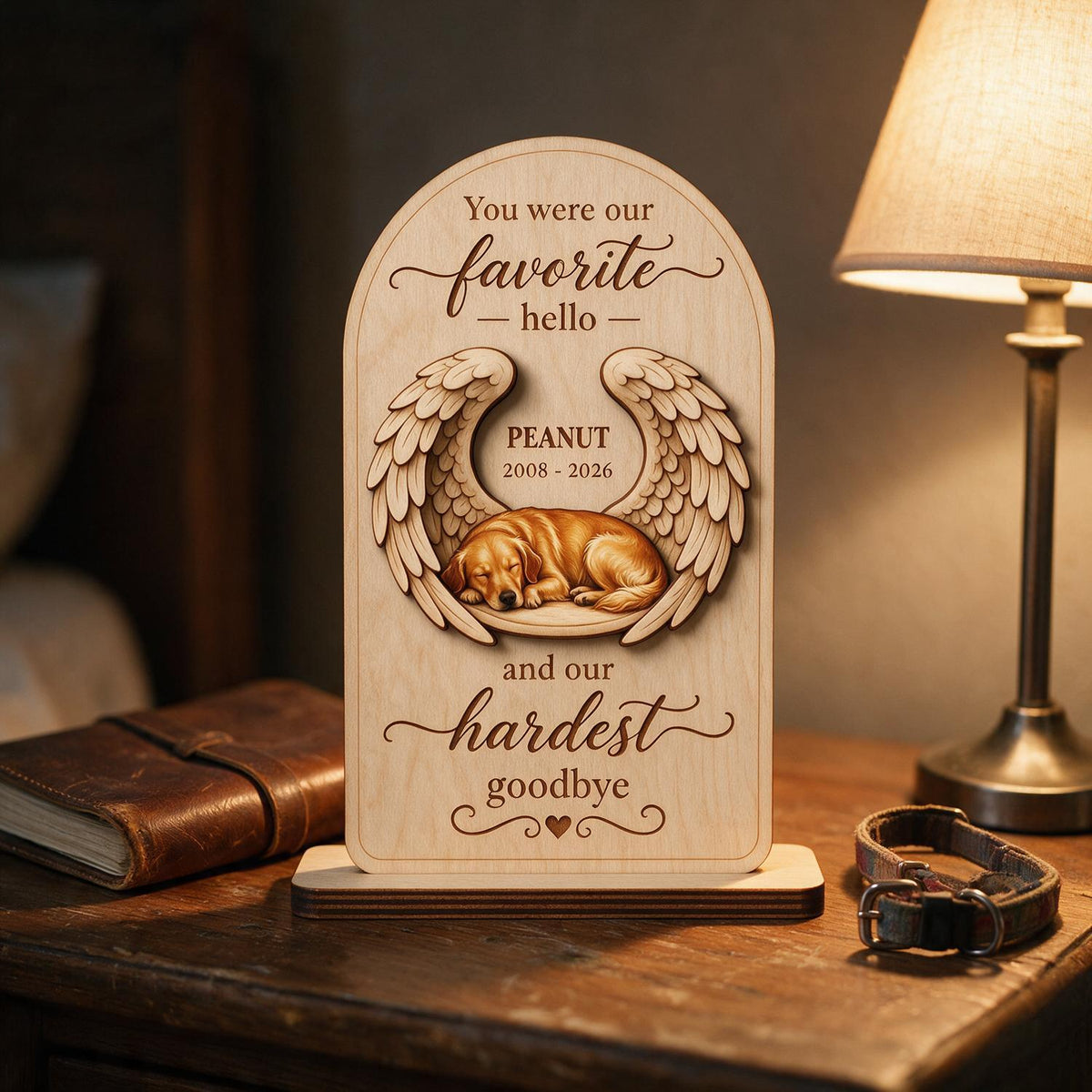Pet Dog Cat Memorial Custom Photo You Were Our Favorite Hello - Personalized 2-Layered Wooden Plaque - Sympathy Gift, Remembrance Gift
