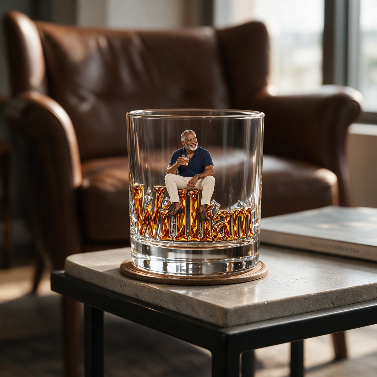 Personalized Custom Photo Whiskey Glass - Whiskey Lover Gift for Older Men