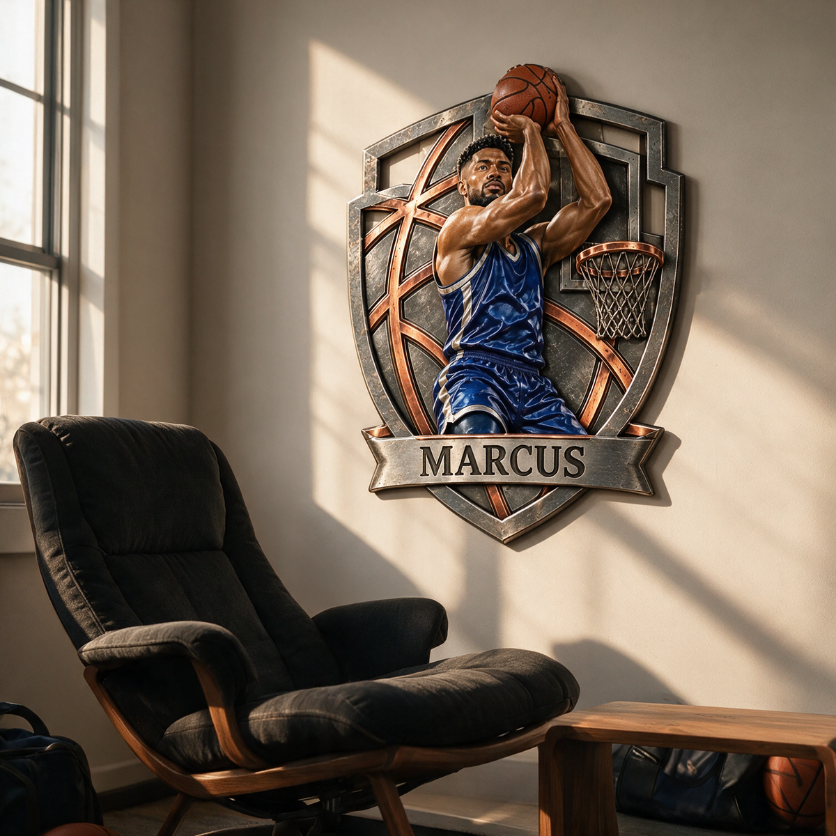 Personalized Custom Photo Basketball 3D Printed Cut Metal Sign - Gift for Young Men