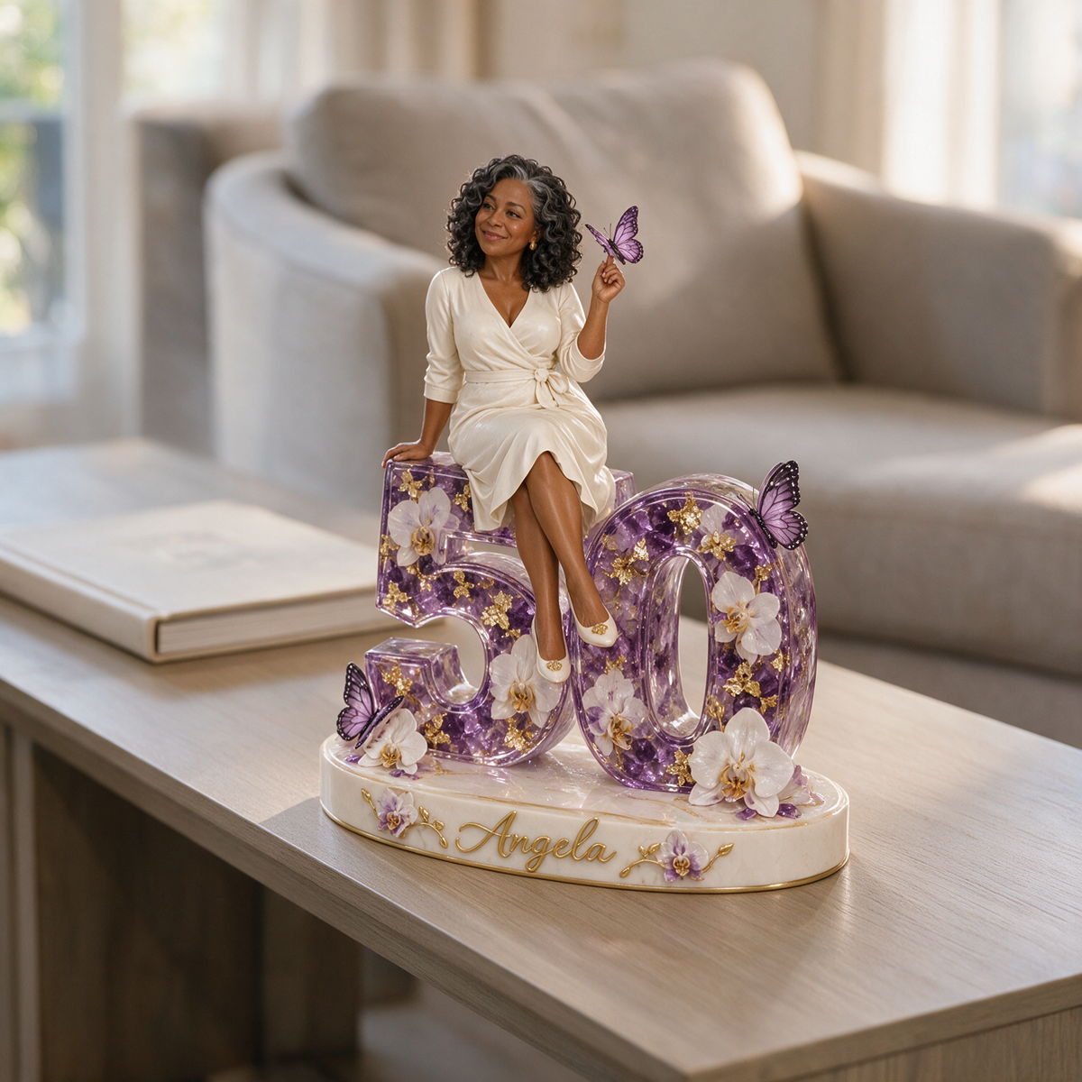 Personalized Purple Butterfly Custom Shaped Acrylic Plaque, Custom Portrait 18th 21st 30th 40th 50th 60th Birthday Gift for Mom, Wife, Grandma, Girlfriend, Daughter, Butterfly Lover