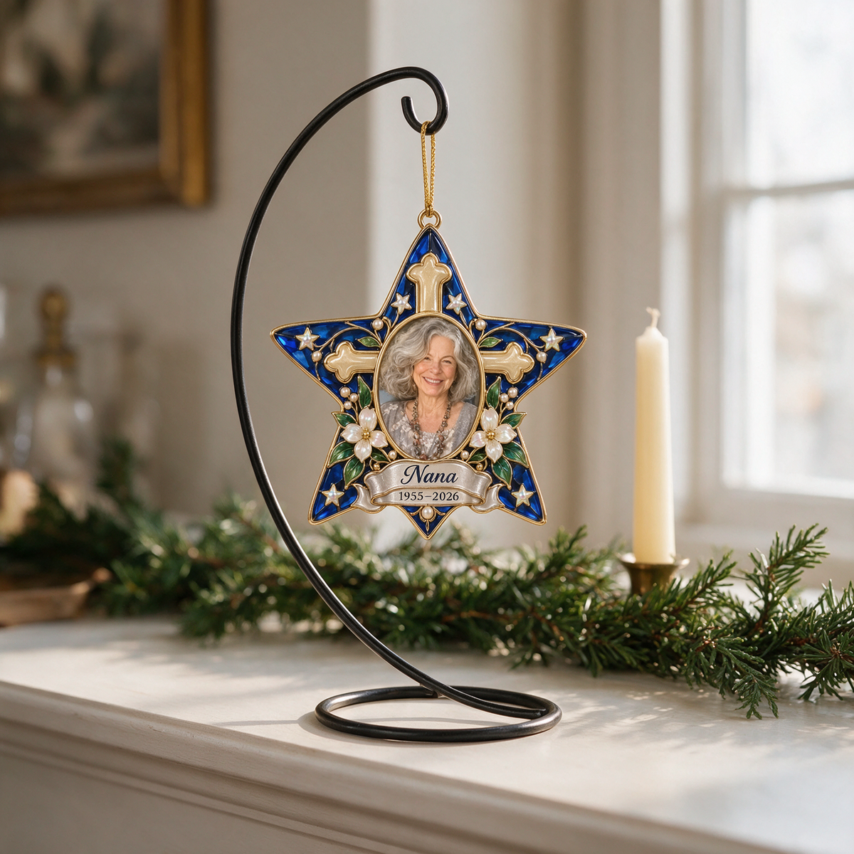 Personalized Custom Photo Star Memorial 3D Christmas Ornament - Grandmother Remembrance Keepsake