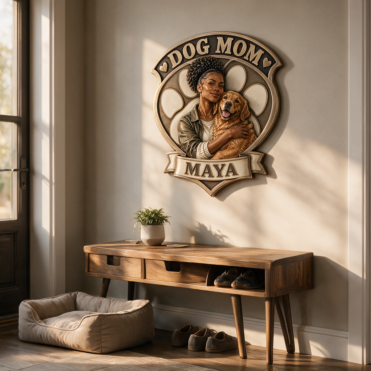 Personalized Custom Photo Dog Mom 3D Printed Cut Metal Sign - Gift for Young Women