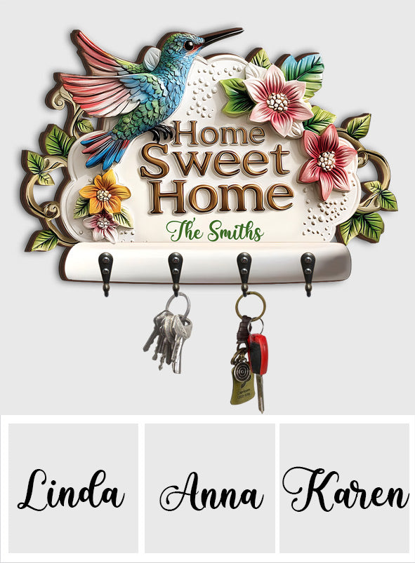 Home Sweet Home - Personalized Hummingbird Custom Shaped Key Rack