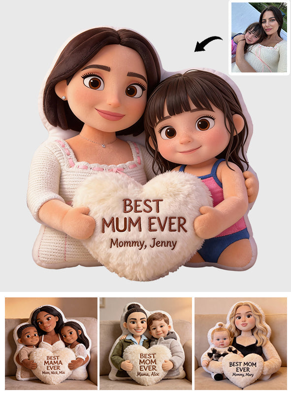 Best Mom Ever - Personalized Mother Faux Fur Shaped Pillow