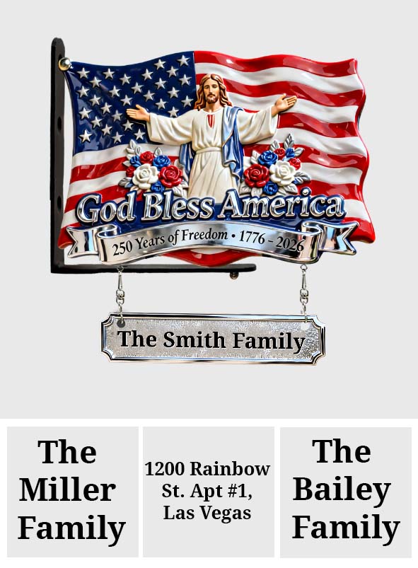 God Blessed America - Personalized Christian Wooden Wall Mount Sign