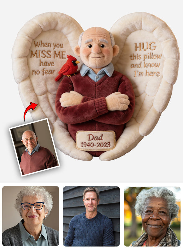 Custom From Photo - When You Miss Me - Personalized Memorial Faux Fur Shaped Pillow