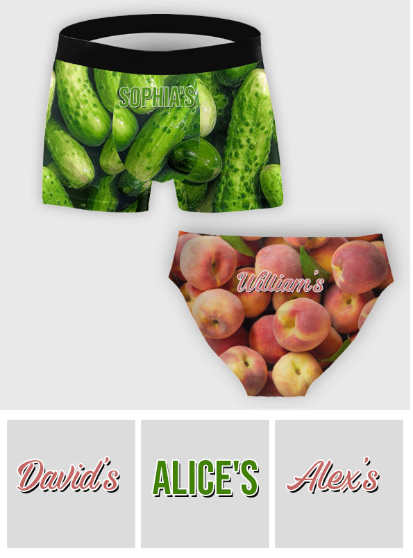 Cucumber And Peach Couple - Personalized Couple Women Briefs & Men Boxer Briefs