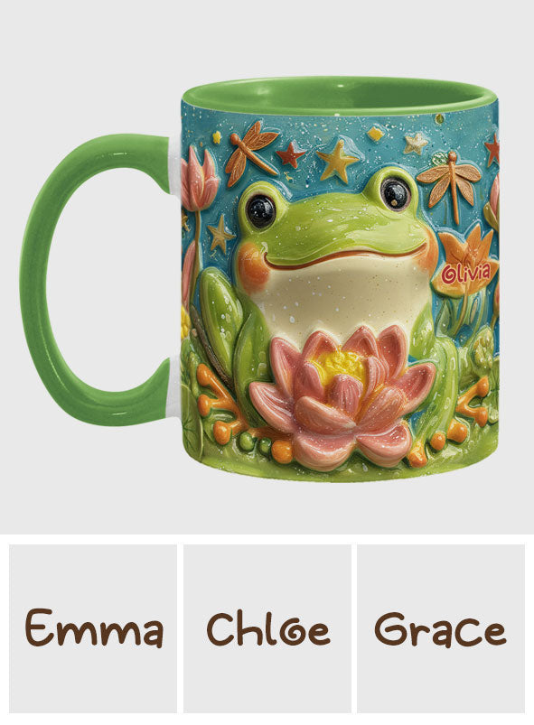 Cute Frog And Lotus - Personalized Frog Accent Mug