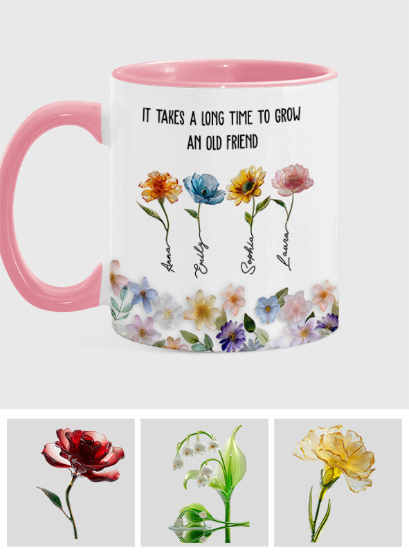 It's Take A Long Time To Grow An Old Friend - Personalized Bestie Accent Mug