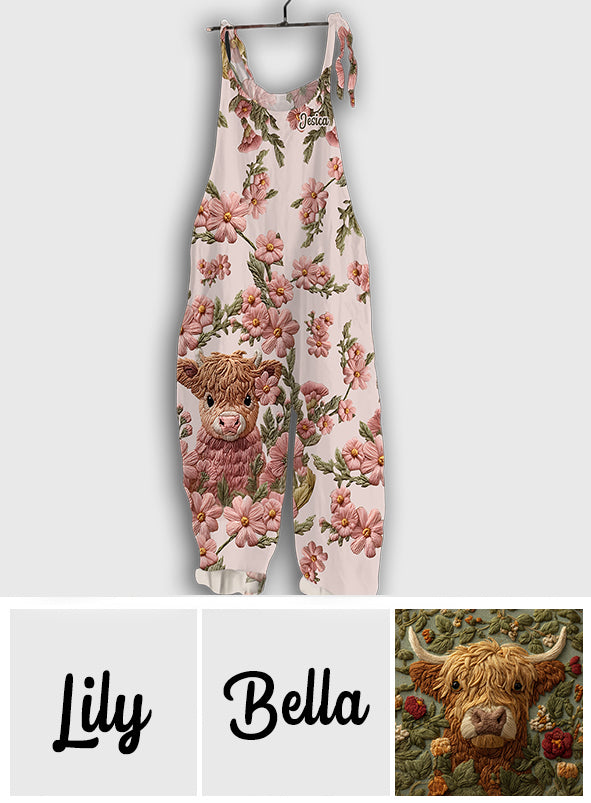 Adorable Highland Cow - Personalized Highland Cow Loose-Fit Overalls/ Rompers
