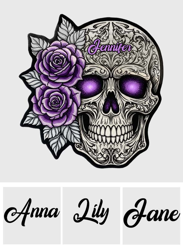 Skull And Roses - Personalized Skull Shaped Doormat/ Rug