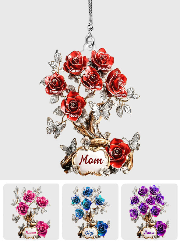 Flowers For Mom Grandma - Personalized Mother Transparent Car Ornament