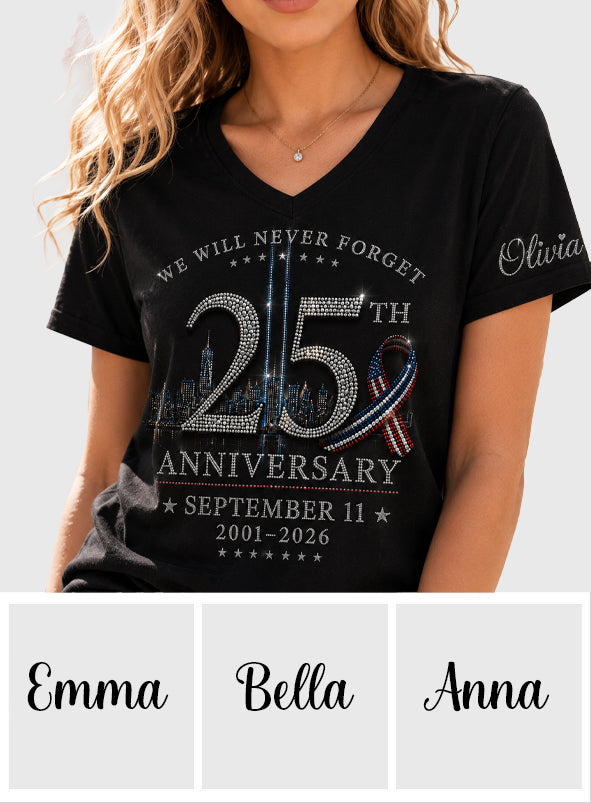 September 11 25th Anniversary Never Forget - Personalized EMT Fully Printed V-Neck T-Shirt
