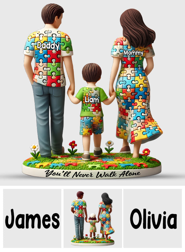 You'll Never Walk Alone - Personalized Autism Awareness Custom Shaped Acrylic Plaque