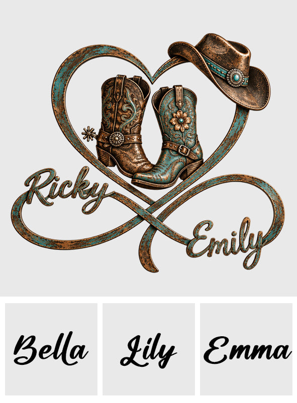 Cowboy & Cowgirl Couple Bedroom Decor, Farmhouse Decor - Personalized Western 3D Printed Cut Metal Sign