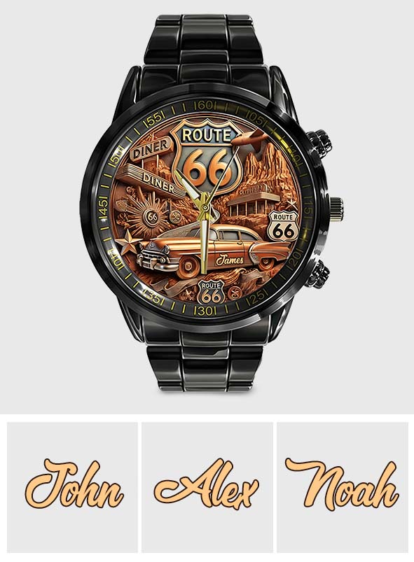 Vintage Route 66 - Personalized Muscle Car Hand Watch