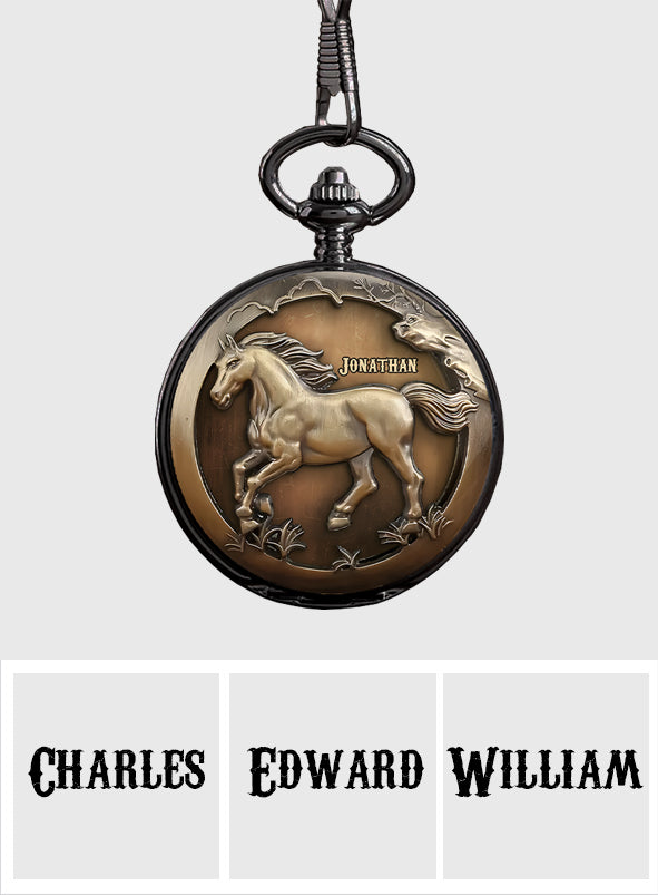 Easily Distracted By Horses - Personalized Horse Pocket Watch