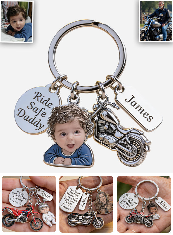 BIKER DAD - Personalized Biker Keychain With Charms