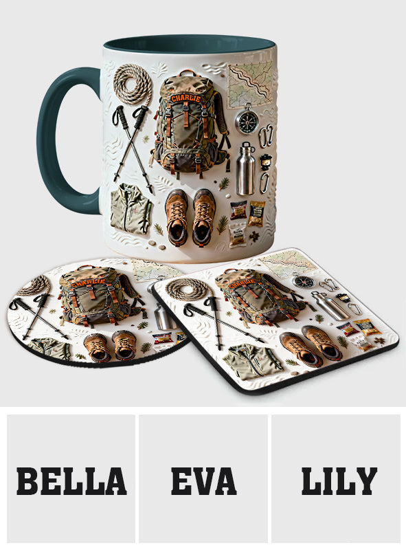 Love Hiking - Personalized Hiking Accent Mug & Coaster