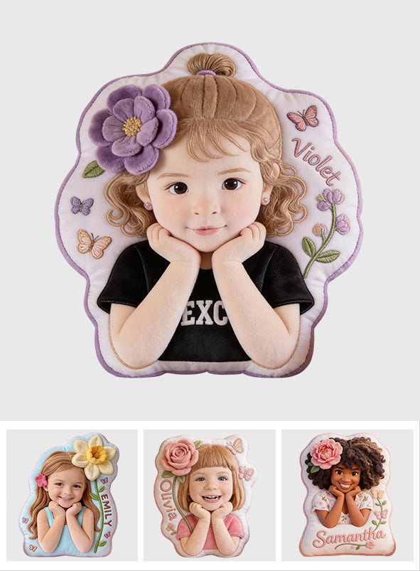 Birth Flower - Personalized Kid Faux Fur Shaped Pillow