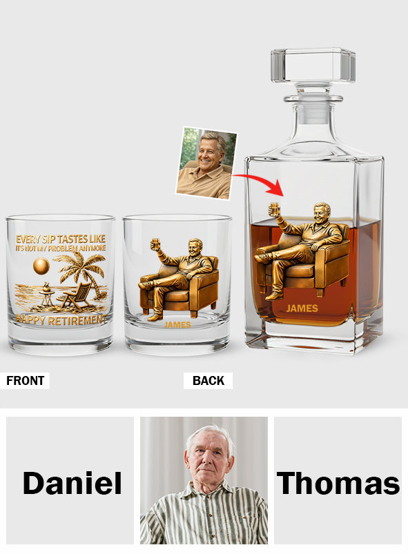 Happy Retirement - Personalized Retired Whiskey Decanter Set