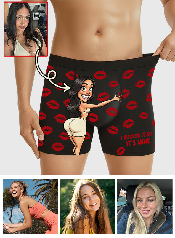 Funny Caricature, Valentine's Day Gift for Boyfriend Husband - Personalized Couple Men’s Boxer Briefs