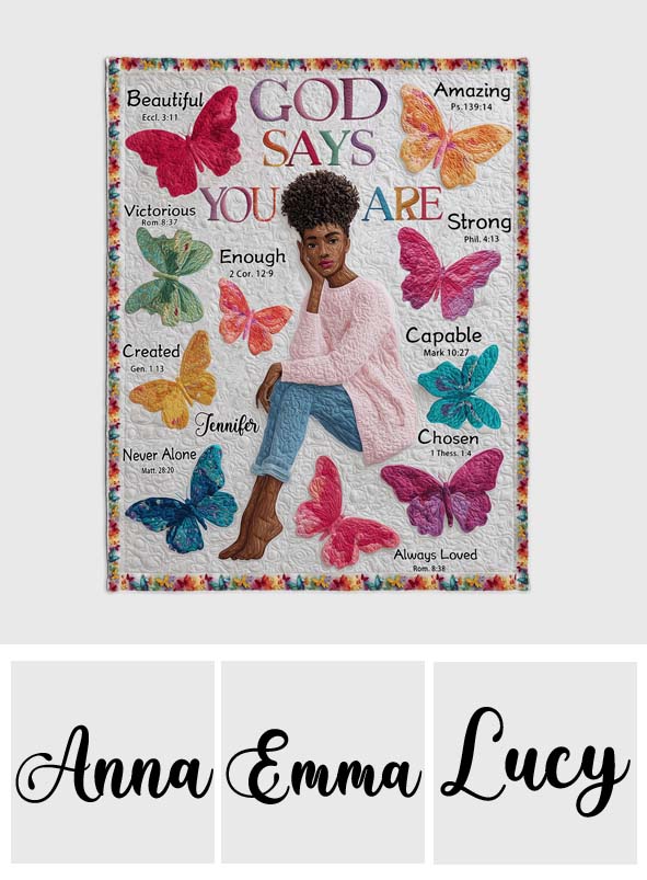 God Says You Are - Personalized African American Blanket