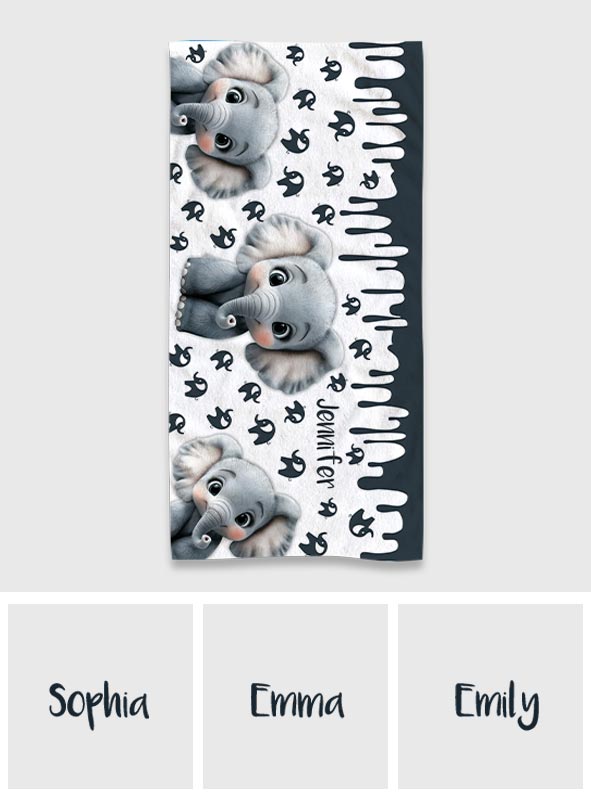 Cute Elephant - Personalized Elephant Quick-dry Beach Towel/ Bath Towel