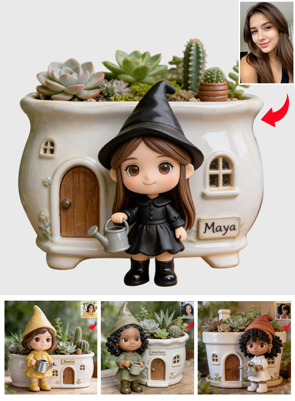 Custom Garden Gnome From Any Photo - Personalized Gardening Acrylic Pot