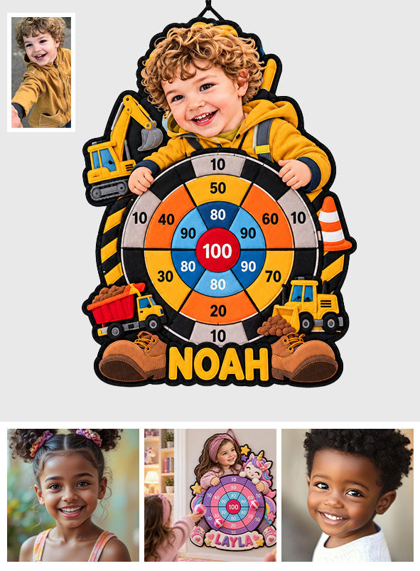 Kid Vehicle, Dinosaur, Unicorn Game - Personalized Kid Sticky Ball Dart Board Set