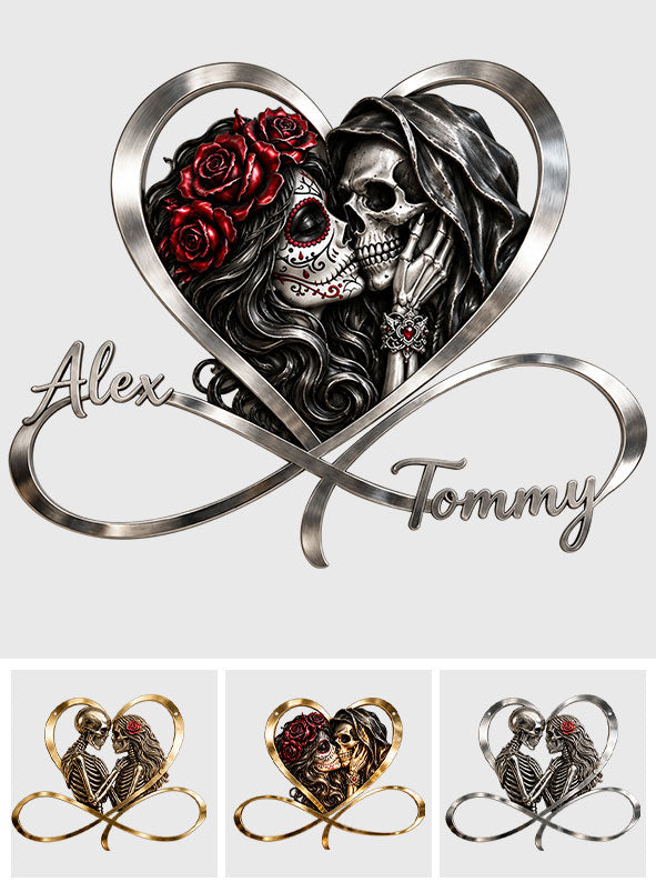 I Love You - Personalized Skull 3D Printed Cut Metal Sign