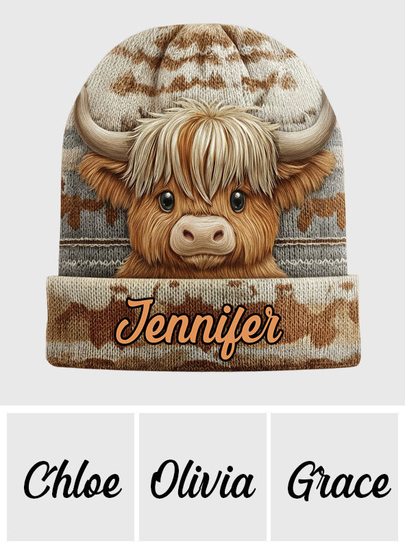 Cute Highland Cow - Personalized Highland Cow Beanie Hat