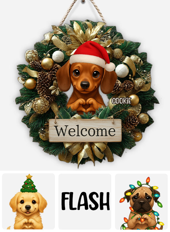 Welcome Christmas 2025 - Personalized Dog Custom Shaped Wood Sign