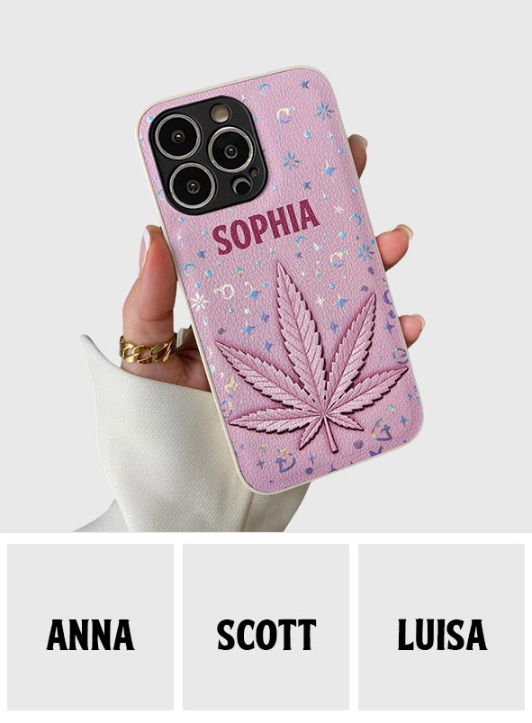 Stoner Chick - Personalized Weed Leather Phone Case