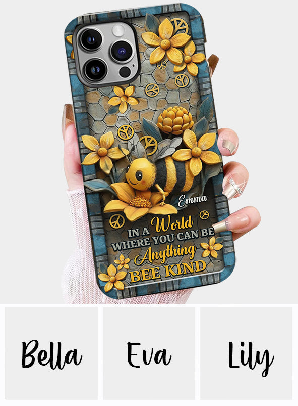 In A World Where You Can Be Anything Be Kind - Personalized Hippie Full Print Phone Case