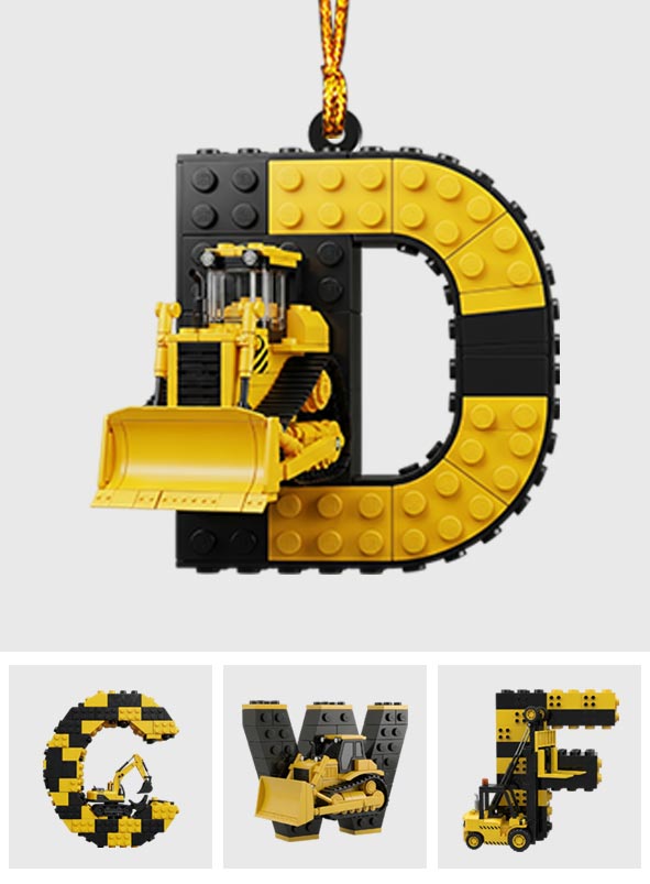 Fun Construction Vehicles Alphabet - Personalized Kid Ornament