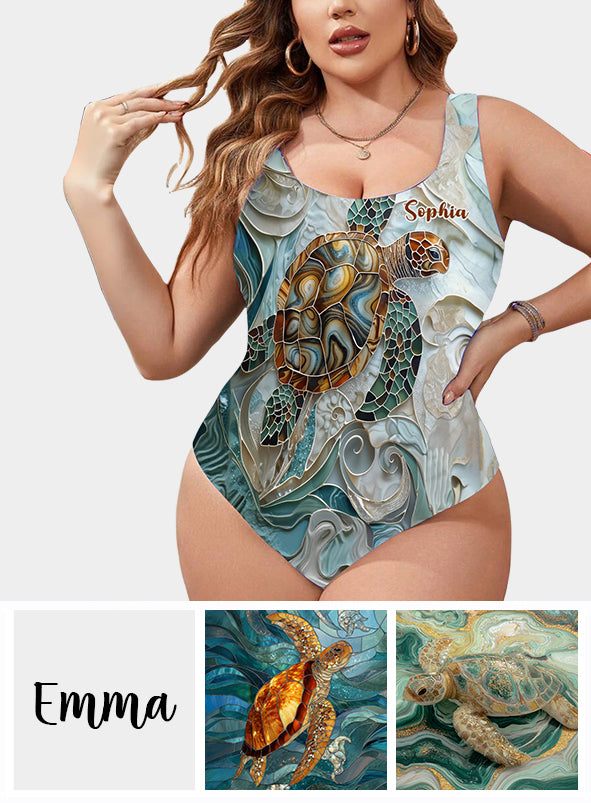 Sea Turtle Lovers - Personalized Turtle Women Swimming Bodysuit