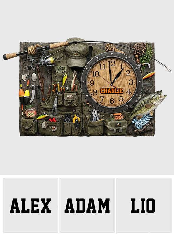 Love Fishing - Personalized Fishing LED Light Wall Clock
