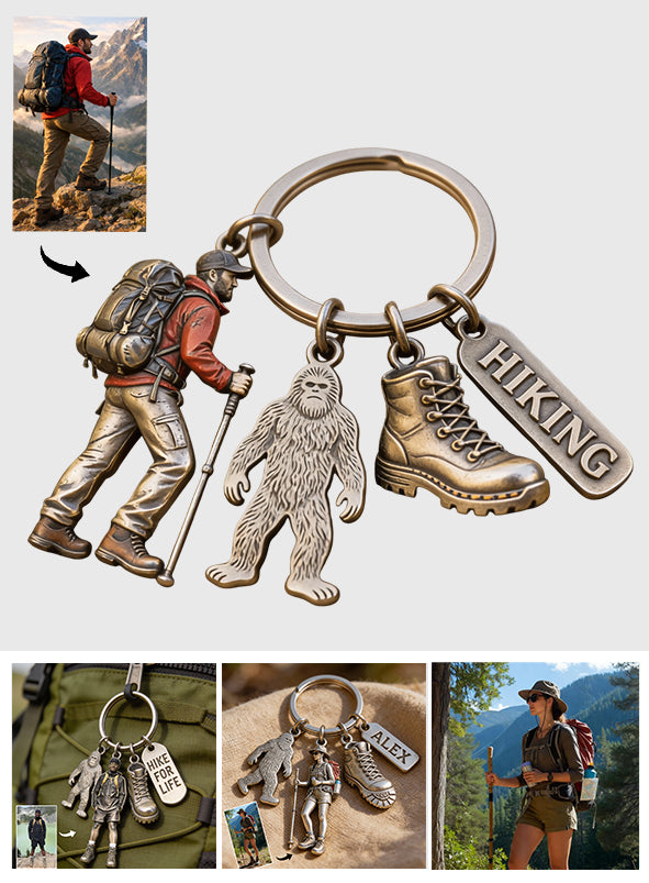 Custom From Any Photo - Personalized Hiking Keychain With Charms