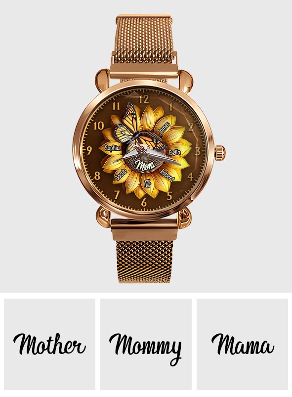 Sunflower Gift For Mom Grandma - Personalized Mother Women Hand Watch