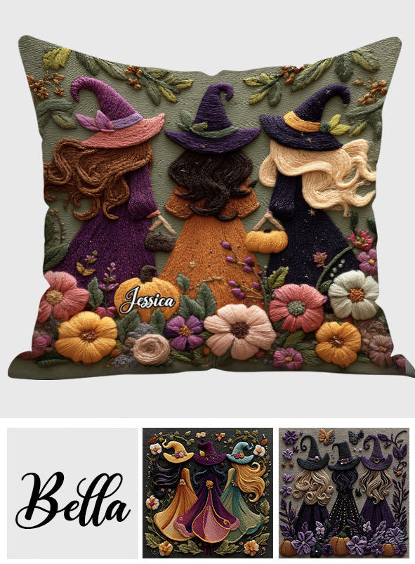 Three Witches - Personalized Witch Throw Pillow