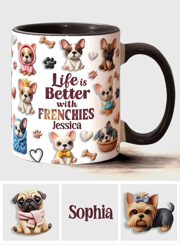 Life Is Better With Dogs - Personalized Dog Accent Mug