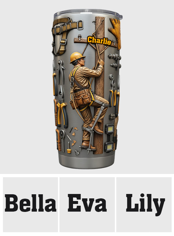 Strength Of The Line - Personalized Lineman Tumbler