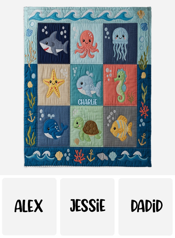 Cute Sea World - Personalized Kid Blanket