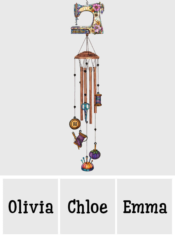 Beautiful Sewing Machine - Personalized Sewing Wind Chime With Charms